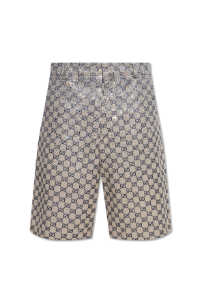 【GUCCI】GG SHORTS●837609XJHF01000 Printed technical jersey shorts in black | GUCCI® UK